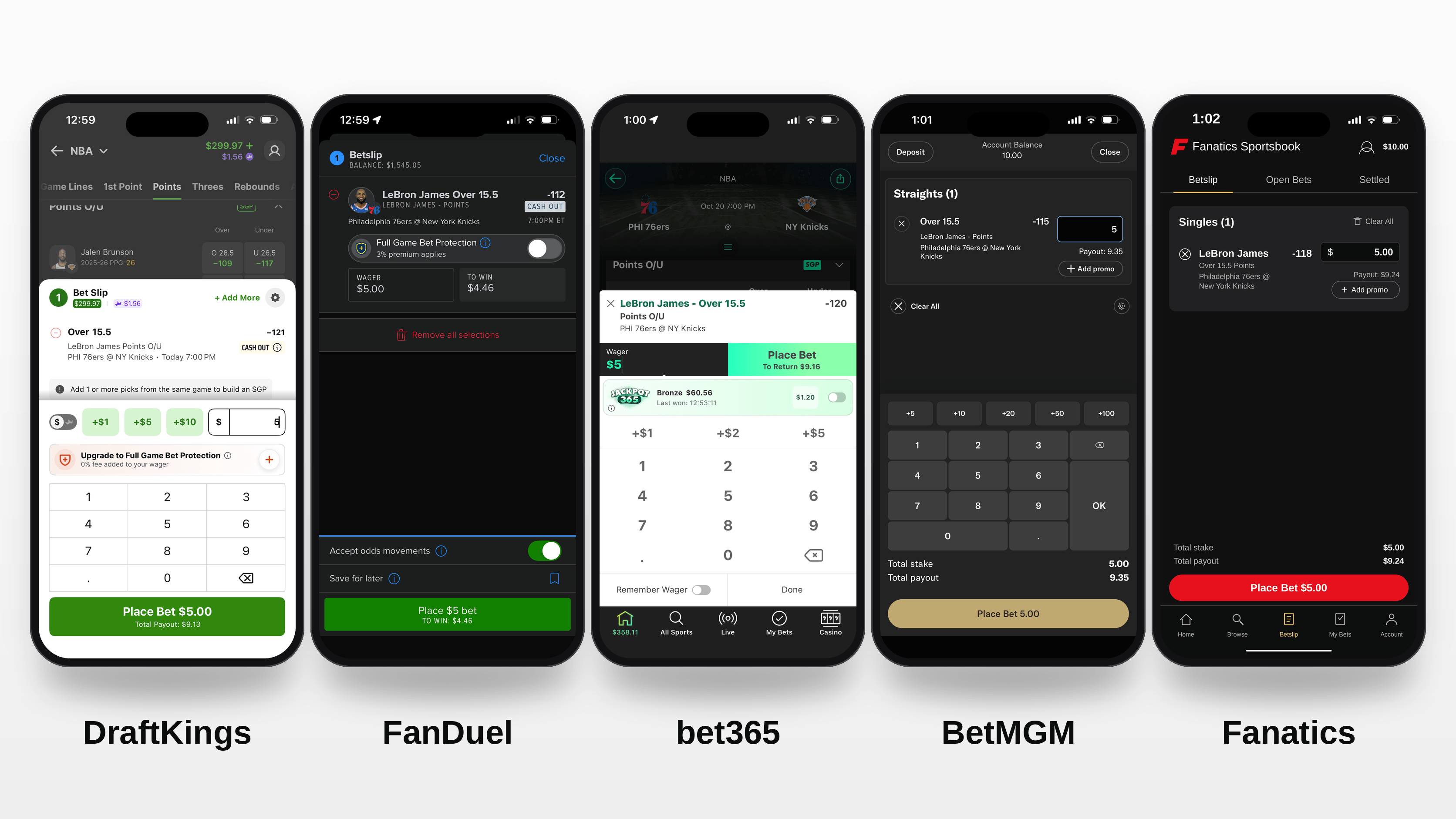 US betting sites bet slips